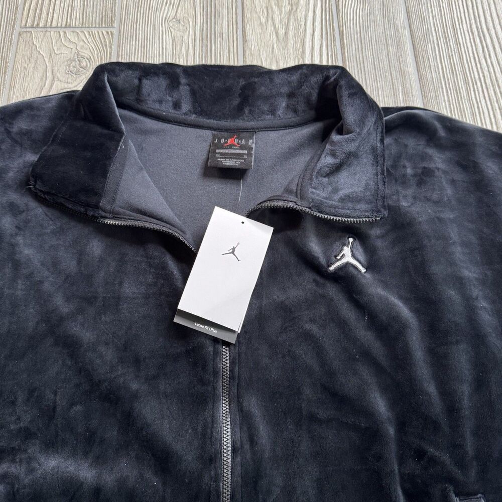 Jordan Jumpman Logo Velour Full Zip Jacket Women’s XXL Black Loose Fit Nike NWT